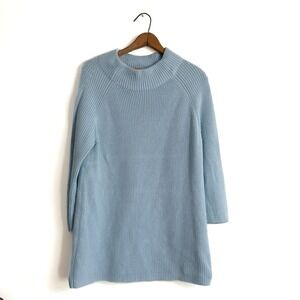 Pura Cashmere Ribbed‎ Crewneck Supima Cotton Sweater – Size L
